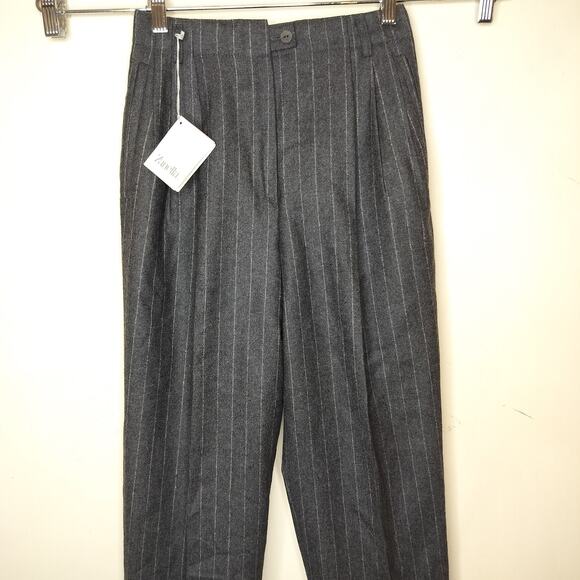 Zanella Wool Dress Pants Pinstripe Made In Italy Pleated Trousers - Picture 2 of 13